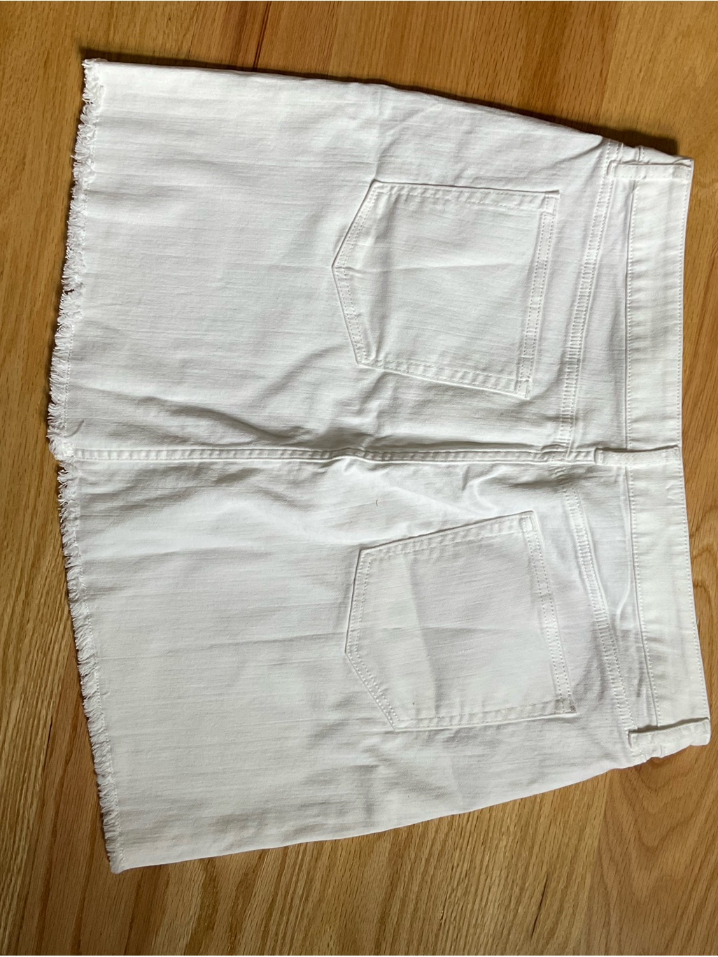 Loft White Raw-Hem Denim Mini Skirt